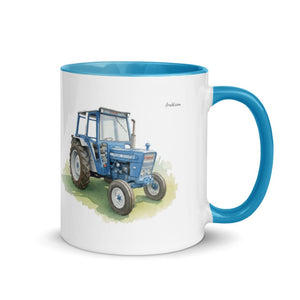 Furrow & Fields Blue / 11 oz Ford 4600 Watercolor | Mug with Color Inside Quality Farmers Merch