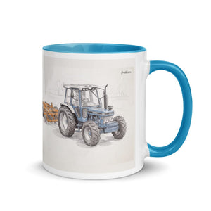 Furrow & Fields Blue / 11 oz Ford 7810 Generation III Pencil Sketch | Mug with Color Inside Quality Farmers Merch