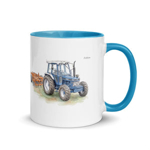 Furrow & Fields Blue / 11 oz Ford 7810 Generation III Watercolor | Mug with Color Inside Quality Farmers Merch