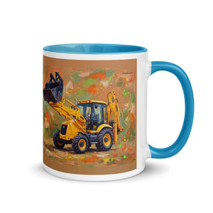 Furrow & Fields Blue / 11 oz JCB 3CX Sitemaster SRS Splash Art | Mug with Color Inside Quality Farmers Merch