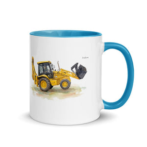 Furrow & Fields Blue / 11 oz JCB 3CX Sitemaster SRS Watercolor | Mug with Color Inside Quality Farmers Merch