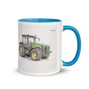 Furrow & Fields Blue / 11 oz John Deere 8345R Pencil Sketch | Mug with Color Inside Quality Farmers Merch
