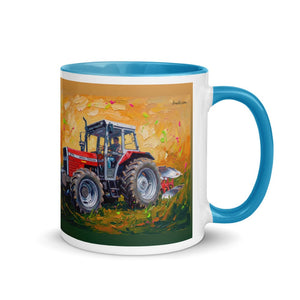 Furrow & Fields Blue / 11 oz Massey Ferguson 375 Splash Art | Mug with Color Inside Quality Farmers Merch
