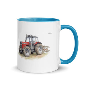 Furrow & Fields Blue / 11 oz Massey Ferguson 375 Watercolor | Mug with Color Inside Quality Farmers Merch