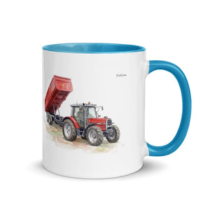 Furrow & Fields Blue / 11 oz Massey Ferguson 6180 Watercolor | Mug with Color Inside Quality Farmers Merch