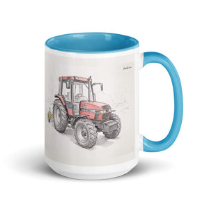 Furrow & Fields Blue Case IH 4240 XL Pro Pencil Sketch | 15 oz Mug with Color Inside Quality Farmers Merch