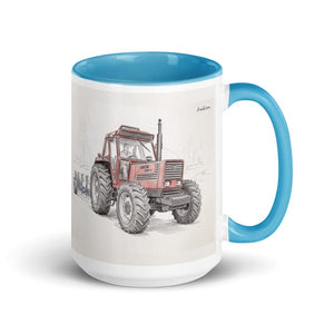 Furrow & Fields Blue Fiat 1880 Pencil Sketch | 15 oz Mug with Color Inside Quality Farmers Merch