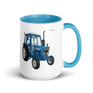 Furrow & Fields Blue Ford 4600 Cartoon (Front) | 15 oz Mug with Color Inside Quality Farmers Merch