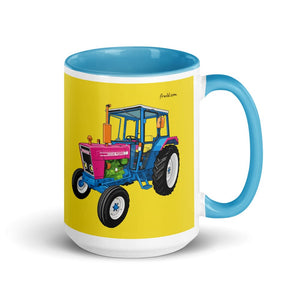 Furrow & Fields Blue Ford 4600 Pop Art (Pink) | 15 oz Mug with Color Inside Quality Farmers Merch
