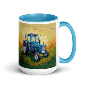 Furrow & Fields Blue Ford 4600 Splash Art | 15 oz Mug with Color Inside Quality Farmers Merch