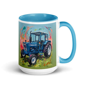 Furrow & Fields Blue Ford 4600 Splash Art (Sky) | 15 oz Mug with Color Inside Quality Farmers Merch