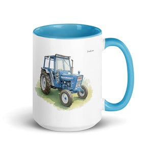 Furrow & Fields Blue Ford 4600 Watercolor | 15 oz Mug with Color Inside Quality Farmers Merch