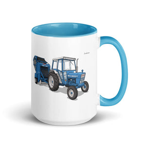 Furrow & Fields Blue Ford 7600 Illustration | 15 oz Mug with Color Inside Quality Farmers Merch