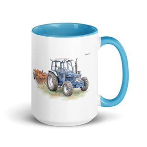 Furrow & Fields Blue Ford 7810 Generation III Watercolor | 15 oz Mug with Color Inside Quality Farmers Merch