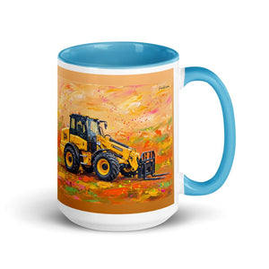 Furrow & Fields Blue JCB TM420 Splash Art | 15 oz Mug with Color Inside Quality Farmers Merch