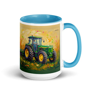 Furrow & Fields Blue John Deere 4955 Splash Art | 15 oz Mug with Color Inside Quality Farmers Merch