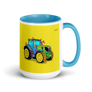 Furrow & Fields Blue John Deere 6R 250 Pop Art | 15 oz Mug with Color Inside Quality Farmers Merch