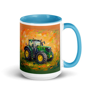 Furrow & Fields Blue John Deere 6R 250 Splash Art | 15 oz Mug with Color Inside Quality Farmers Merch