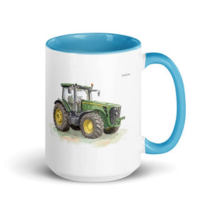 Furrow & Fields Blue John Deere 8345R Watercolor | 15 oz Mug with Color Inside Quality Farmers Merch