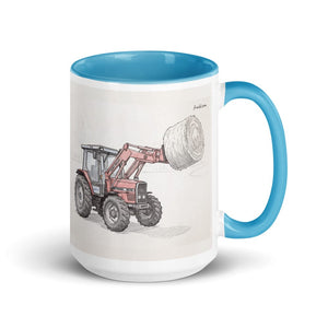 Furrow & Fields Blue Massey Ferguson 3070 Autotronic Pencil Sketch | 15 oz Mug with Color Inside Quality Farmers Merch