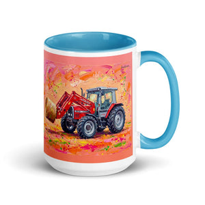 Furrow & Fields Blue Massey Ferguson 3070 Autotronic Splash Art | 15 oz Mug with Color Inside Quality Farmers Merch