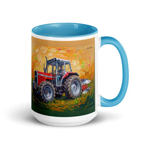 Furrow & Fields Blue Massey Ferguson 375 Splash Art | 15 oz Mug with Color Inside Quality Farmers Merch