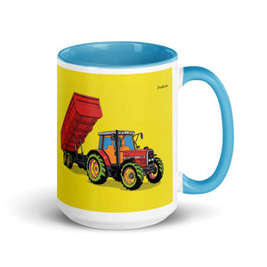 Furrow & Fields Blue Massey Ferguson 6180 Pop Art | 15 oz Mug with Color Inside Quality Farmers Merch