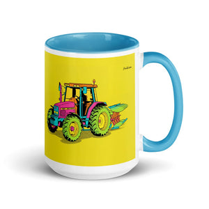 Furrow & Fields Blue Massey Ferguson 6255 Pop Art | 15 oz Mug with Color Inside Quality Farmers Merch