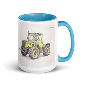 Furrow & Fields Blue Mercedes-Benz MB-trac 1100 Pencil Sketch | 15 oz Mug with Color Inside Quality Farmers Merch