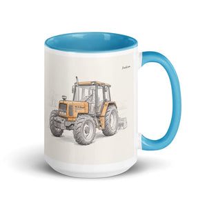 Furrow & Fields Blue Renault 106-54 TL Pencil Sketch | 15 oz Mug with Color Inside Quality Farmers Merch