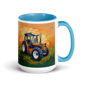 Furrow & Fields Blue Renault 145.14 TX Splash Art | 15 oz Mug with Color Inside Quality Farmers Merch