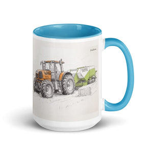 Furrow & Fields Blue Renault Atles 926 RZ Pencil Sketch | 15 oz Mug with Color Inside Quality Farmers Merch