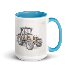 Furrow & Fields Blue Renault Ceres 340X Pencil Sketch | 15 oz Mug with Color Inside Quality Farmers Merch