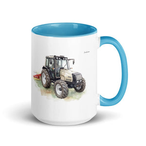 Furrow & Fields Blue Valtra 6750 Watercolor | 15 oz Mug with Color Inside Quality Farmers Merch