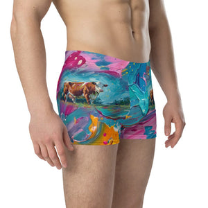 Furrow & Fields Boxer Briefs Hereford Cow Splash Art | Boxer Briefs Quality Farmers Merch