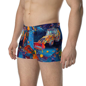 Furrow & Fields Boxer Briefs JCB 3CX White Cabin Splash Art | Boxer Briefs Quality Farmers Merch