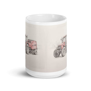 Furrow & Fields Case IH Maxxum MXM130 Pencil Sketch | White Glossy Mug Quality Farmers Merch