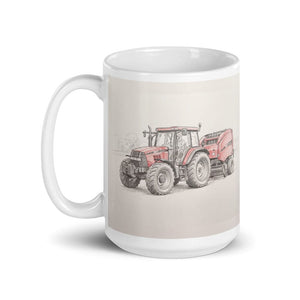 Furrow & Fields Case IH Maxxum MXM130 Pencil Sketch | White Glossy Mug Quality Farmers Merch