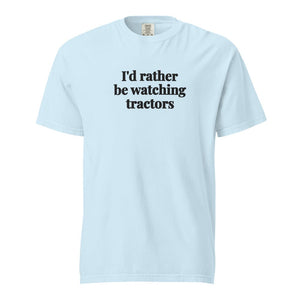 Furrow & Fields Chambray / S I'd Rather Be Watching Tractors | Unisex Premium T-shirt Quality Farmers Merch