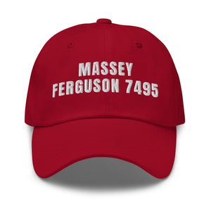Furrow & Fields Cranberry Massey Ferguson 7495 | Classic Dad Hat Quality Farmers Merch