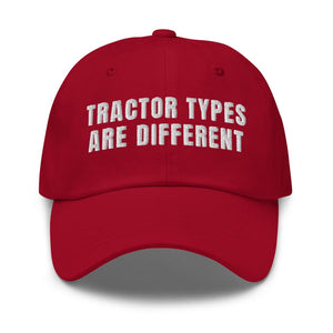 Furrow & Fields Cranberry Tractor Types Are Different | Classic Dad Hat Quality Farmers Merch