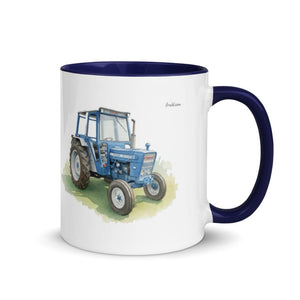 Furrow & Fields Dark Blue / 11 oz Ford 4600 Watercolor | Mug with Color Inside Quality Farmers Merch