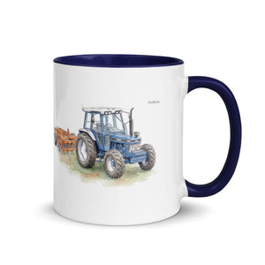 Furrow & Fields Dark Blue / 11 oz Ford 7810 Generation III Watercolor | Mug with Color Inside Quality Farmers Merch