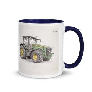 Furrow & Fields Dark Blue / 11 oz John Deere 8345R Pencil Sketch | Mug with Color Inside Quality Farmers Merch