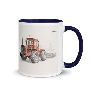 Furrow & Fields Dark Blue / 11 oz Massey Ferguson 1200 Pencil Sketch | Mug with Color Inside Quality Farmers Merch
