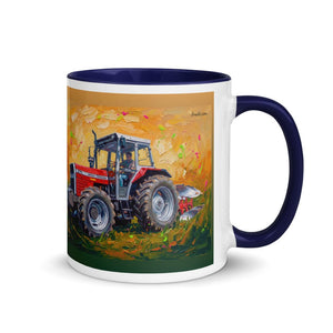 Furrow & Fields Dark Blue / 11 oz Massey Ferguson 375 Splash Art | Mug with Color Inside Quality Farmers Merch