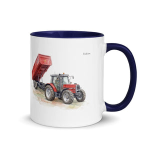 Furrow & Fields Dark Blue / 11 oz Massey Ferguson 6180 Watercolor | Mug with Color Inside Quality Farmers Merch