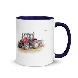 Furrow & Fields Dark Blue / 11 oz Massey Ferguson 6255 Watercolor | Mug with Color Inside Quality Farmers Merch