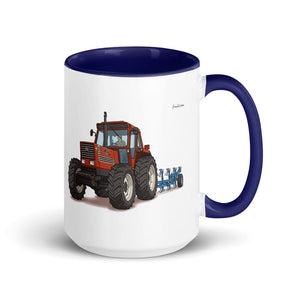 Furrow & Fields Dark Blue Fiat 1880 Illustration | 15 oz Mug with Color Inside Quality Farmers Merch