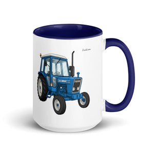 Furrow & Fields Dark Blue Ford 4600 Cartoon (Front) | 15 oz Mug with Color Inside Quality Farmers Merch